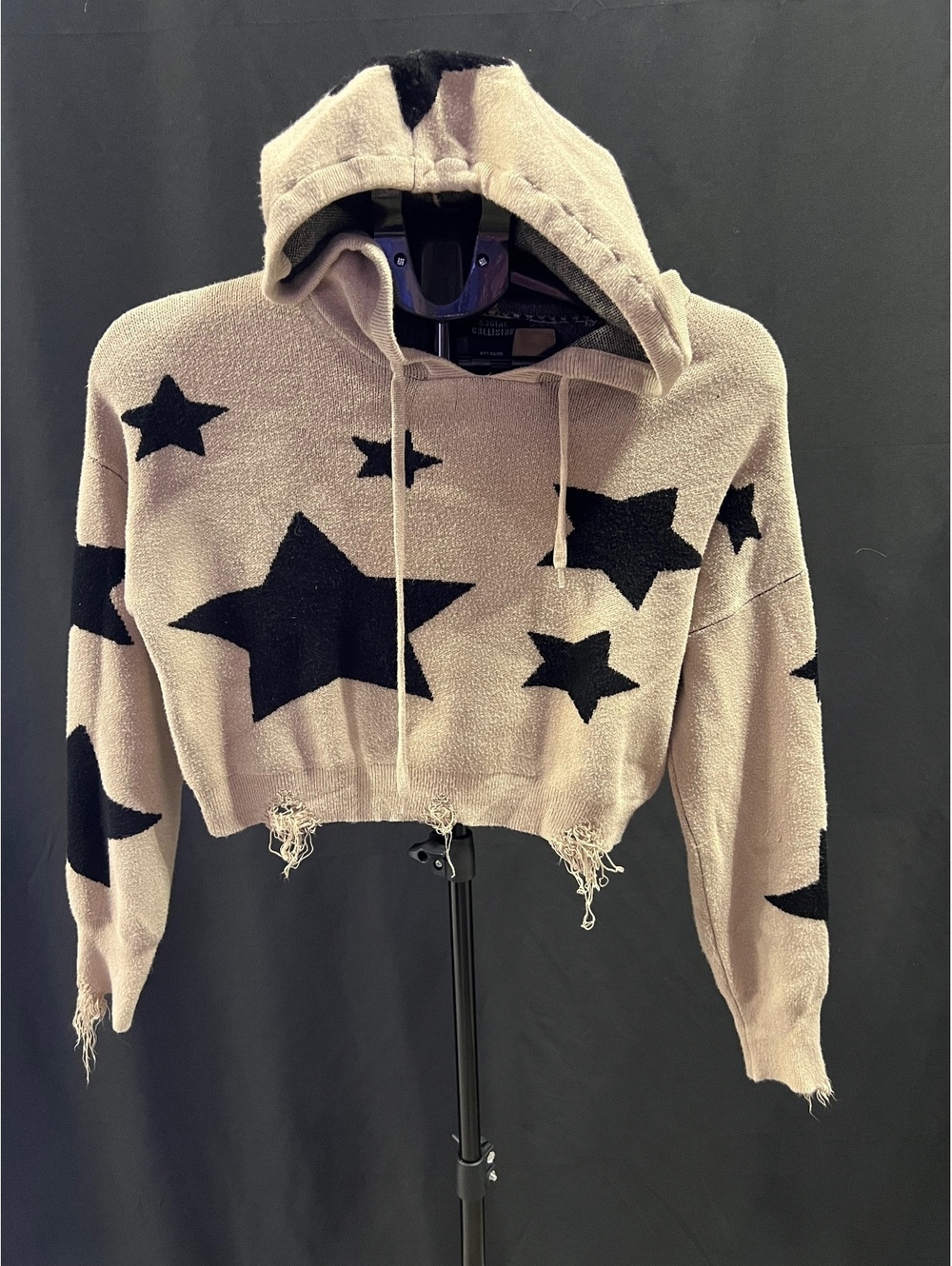 Social Collision Sz Med Cropped Thrashed Hoodie